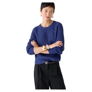 JCrew Blue Ribbed Crewneck Sweater XS EUC